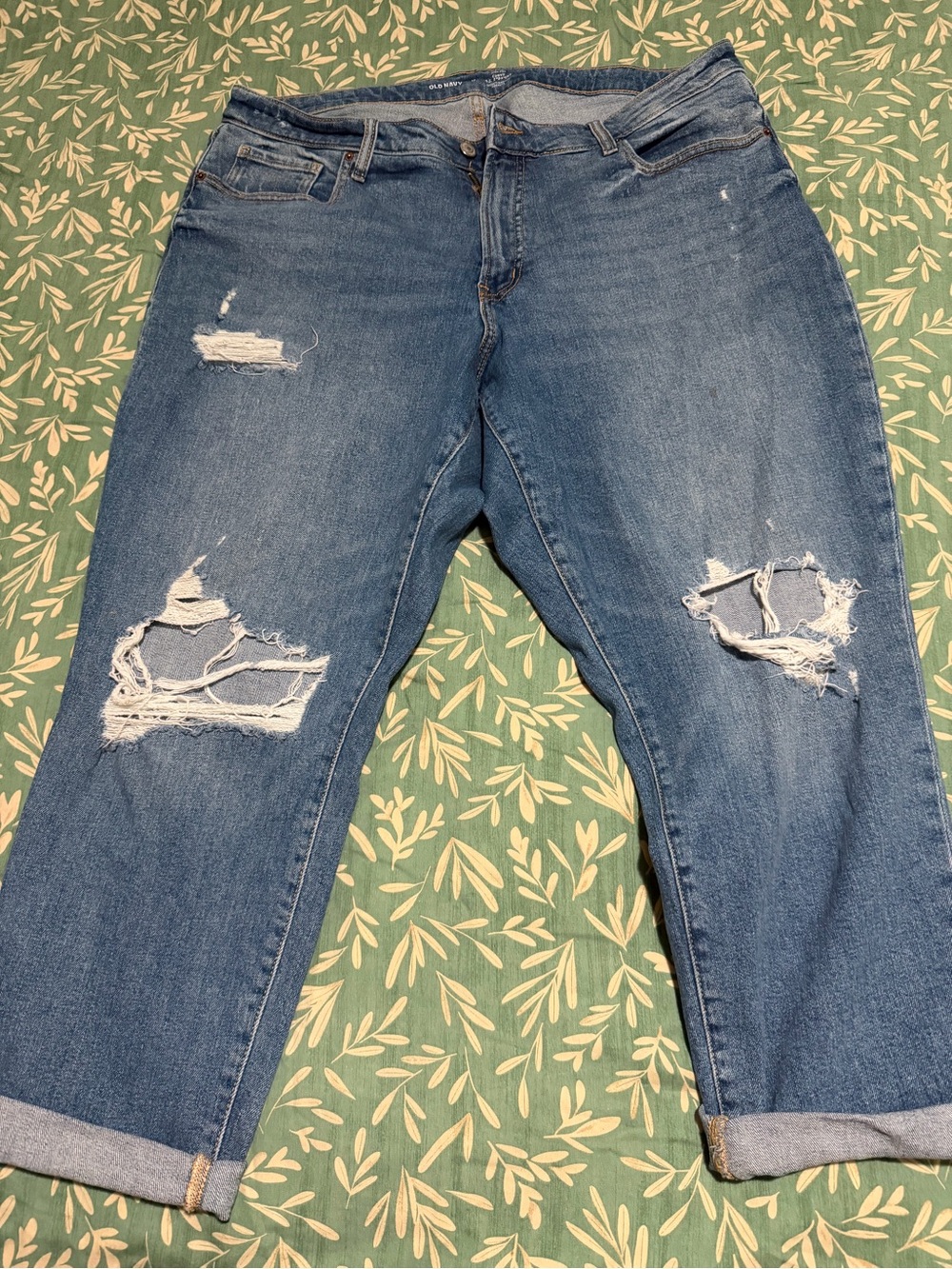 Women’s Blue Distressed Straight-Leg Jeans ZIPPER IS BROKEN
